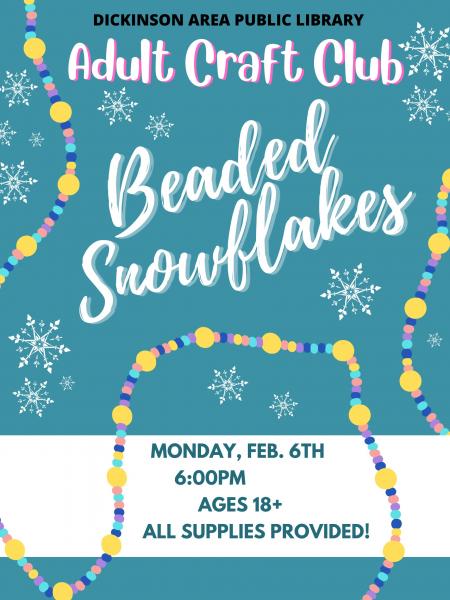 Image for event: Adult Craft Club - Beaded Snowflakes (Ages 18+)