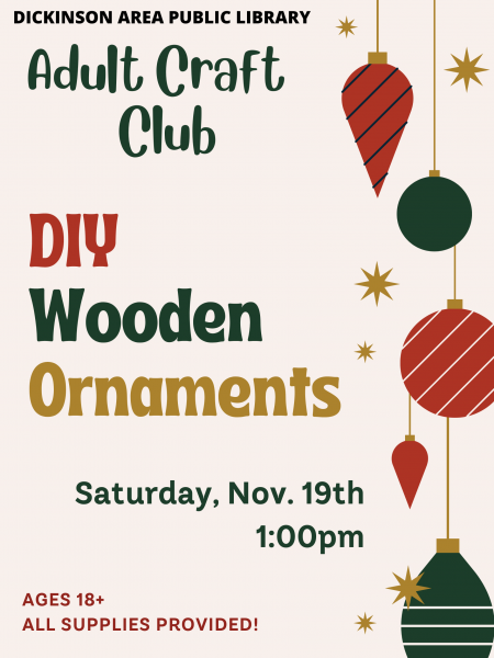 Image for event: Adult Craft Club - DIY Wooden Ornaments (Ages 18+)