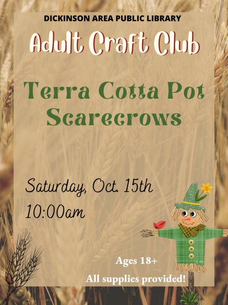 Image for event: Adult Craft Club - Terra Cotta Pot Scarecrows (Ages 18+)