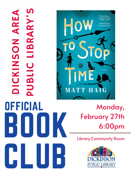 Image for event: Official Library Book Club -- How to Stop Time (Ages 18+)