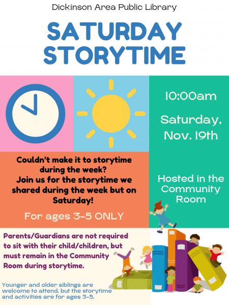 Image for event: Saturday Storytime (Ages 3-5)