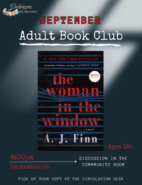 Image for event: Adult Book Club: The Woman in  the Window