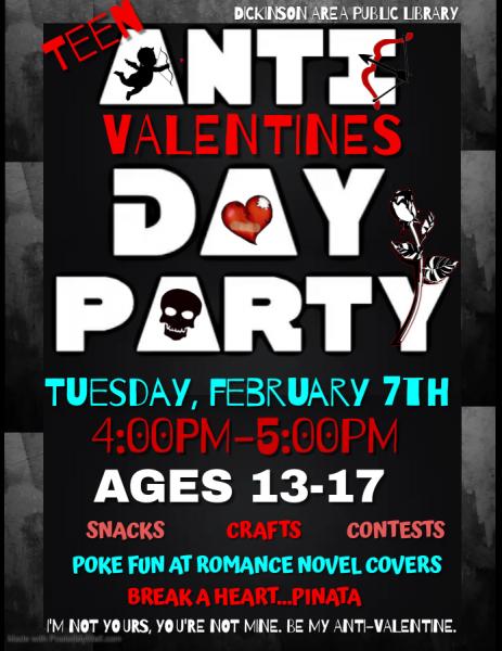 Image for event: Teens: Anti Valentine's Day Party (ages 13-17)