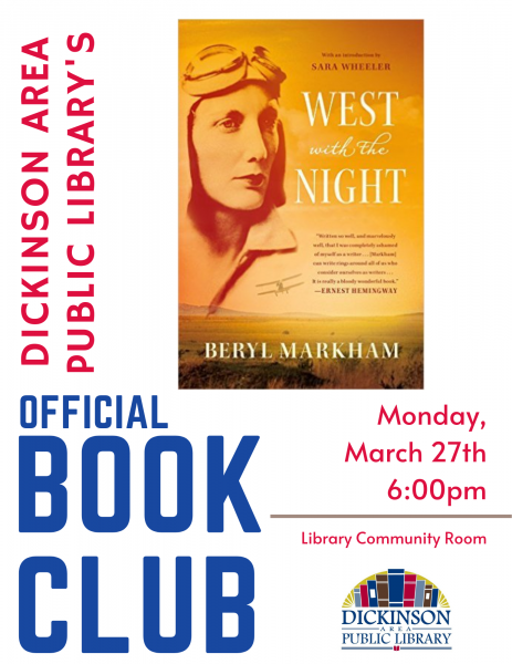 Image for event: Adult Book Club- West with the Night (ages 18+)
